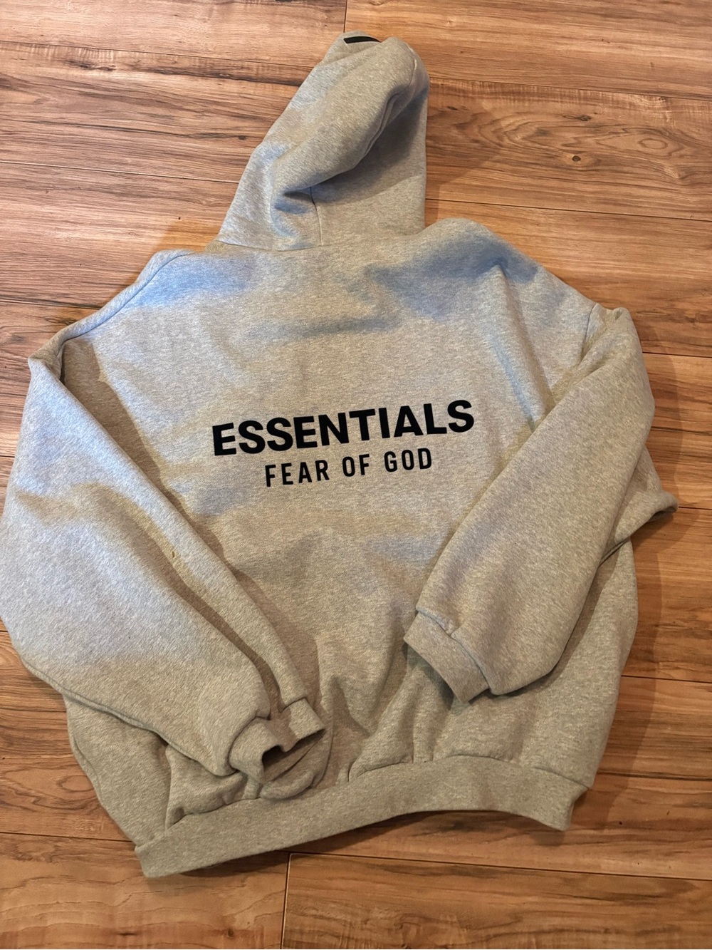 Essentials Fear of God Light Grey Crewneck Hoodie with Black Logo